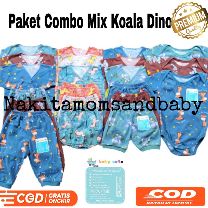 21pcs Paket Perlengkapan Combo Koala Dino baju bayi celana bayi romper jumper baru lahir, 3-6 dan 6-12 SNI Promo 8.8