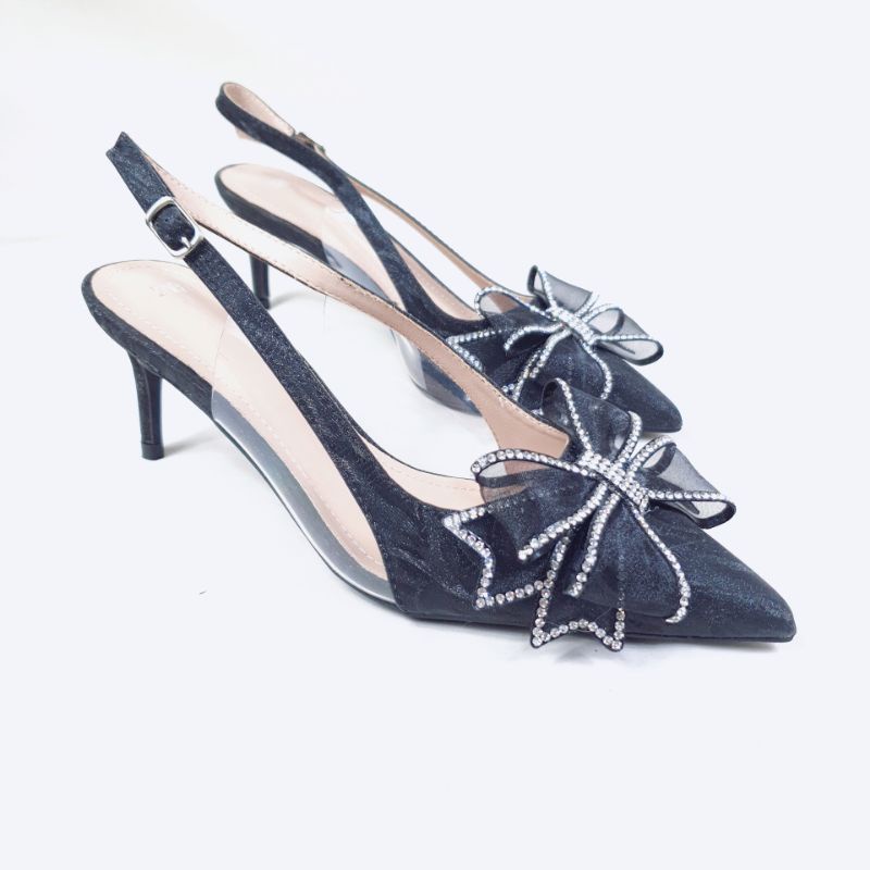 PROMO ZR Slingback Glitter Heels with Ribbon 5 cm &amp; 7 cm + FREE PAPERBAG