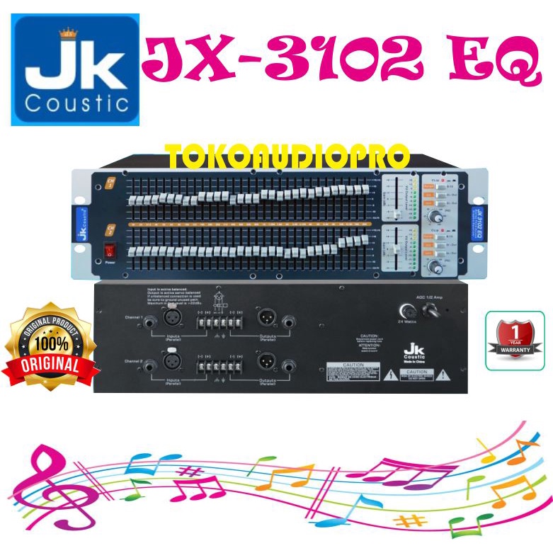 Equalizer JK Coustic JX-3102 EQ Dual 31-band Stereo Graphic Equalizer jx3102eq