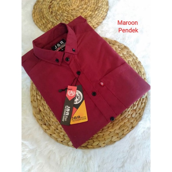 Baju Kemeja Cowok Pria Kerja Kantoran Polos Lengan Pendek Lengan Panjang Poplin maron navy kunyit abu lilac