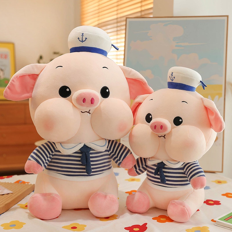 Boneka Piggy Kostum Captain Bahan Plush