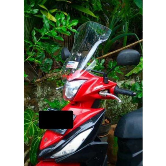 Visor Windshield Penahan Angin Lengkap dengan Dudukan Bracket Plus Holder HP GPS Suzuki Address Nex 