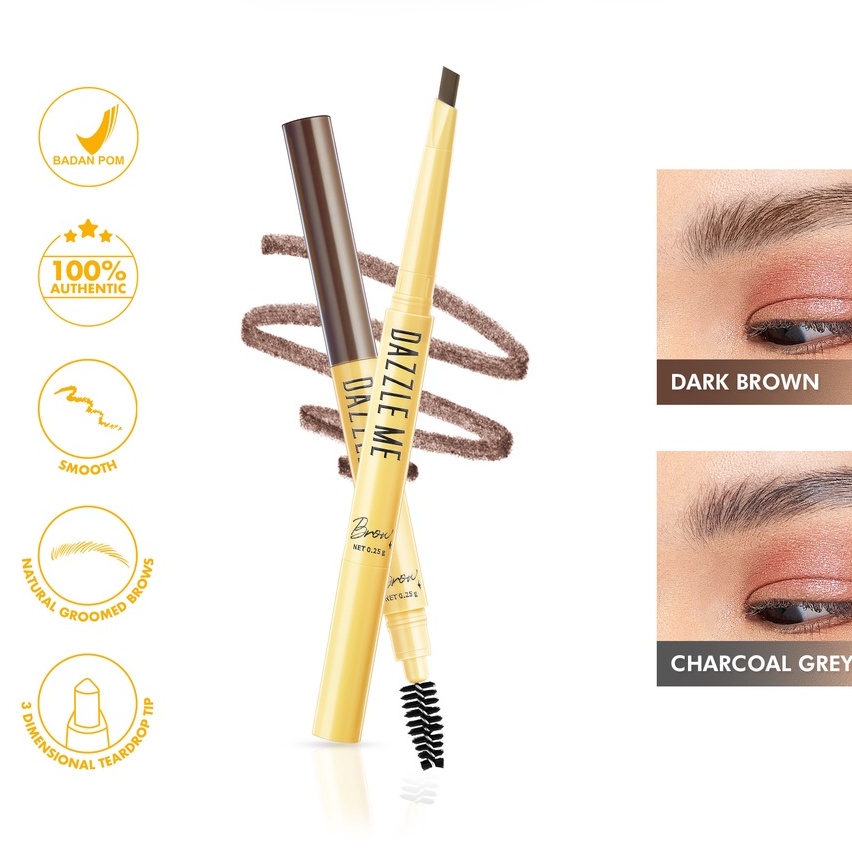 DAZZLE ME Brow Likey | PENSIL ALIS DAZZLE ME | Automatic Eyebrow Pencil Tahan Air Waterproof Long Lasting Pensil alis | Eyebrow DazzleMe | Eyebrow Dazzle Me ( YOU MAKEUPS OFFICIAL STORE )