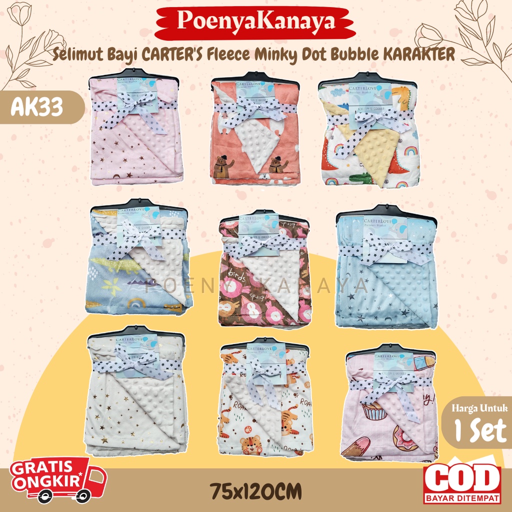 Selimut Bayi JUMBO CARTER'S Fleece Minky Dot Bubble KARAKTER AK33