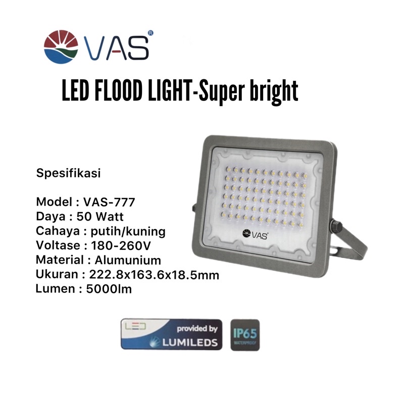 Vas Lampu Sorot Floodlight LED 50 Watt VAS-777