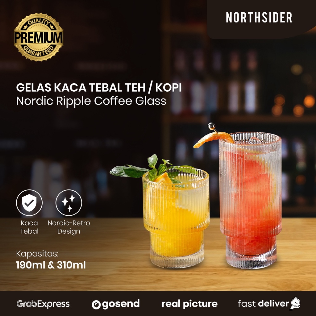 GELAS KACA KOPI TEH MINUMAN TEBAL COFFEE NORDIC RIPPLE GLASS