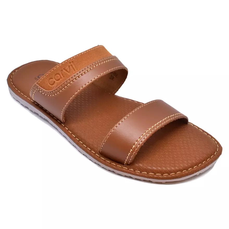Carvil Sandal Casual Pria model selop FREDDO 02 M warna stone dan Dark Brown dan black