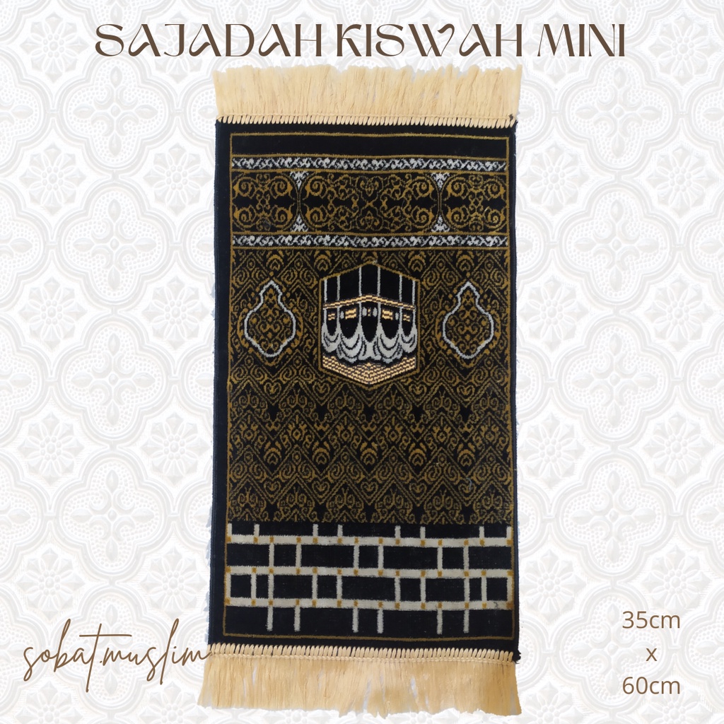 Sajadah Turki Hitam Motif Kiswah Ukuran Sedang Murah