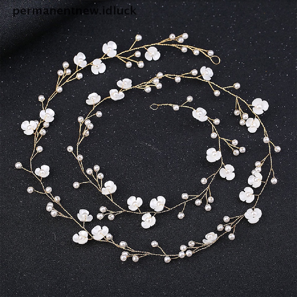 [luckypermanentnew] Bando Kristal Aksesoris Rambut Pernikahan Handmade Bunga Mutiara Untuk Pengantin Perempuan [ID]