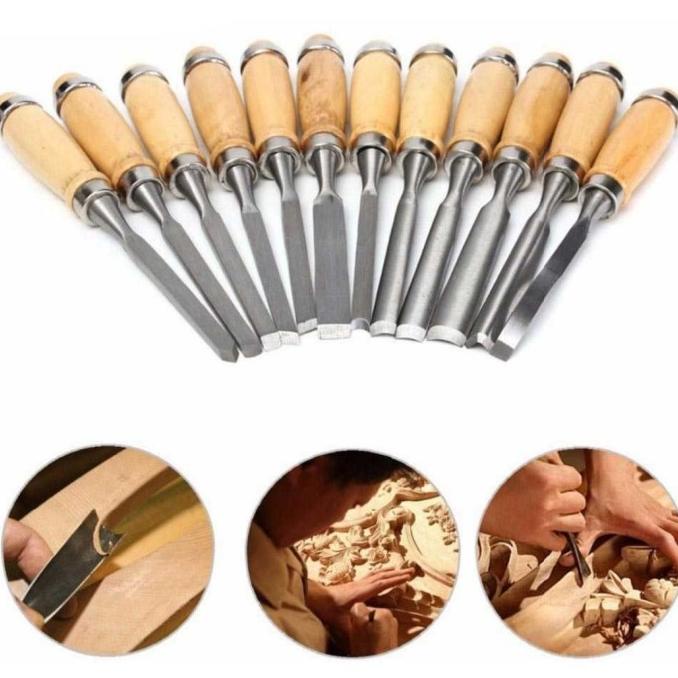 

12 pcs pisau ukir kayu art knife wood carving chisel pahat kayu grafir