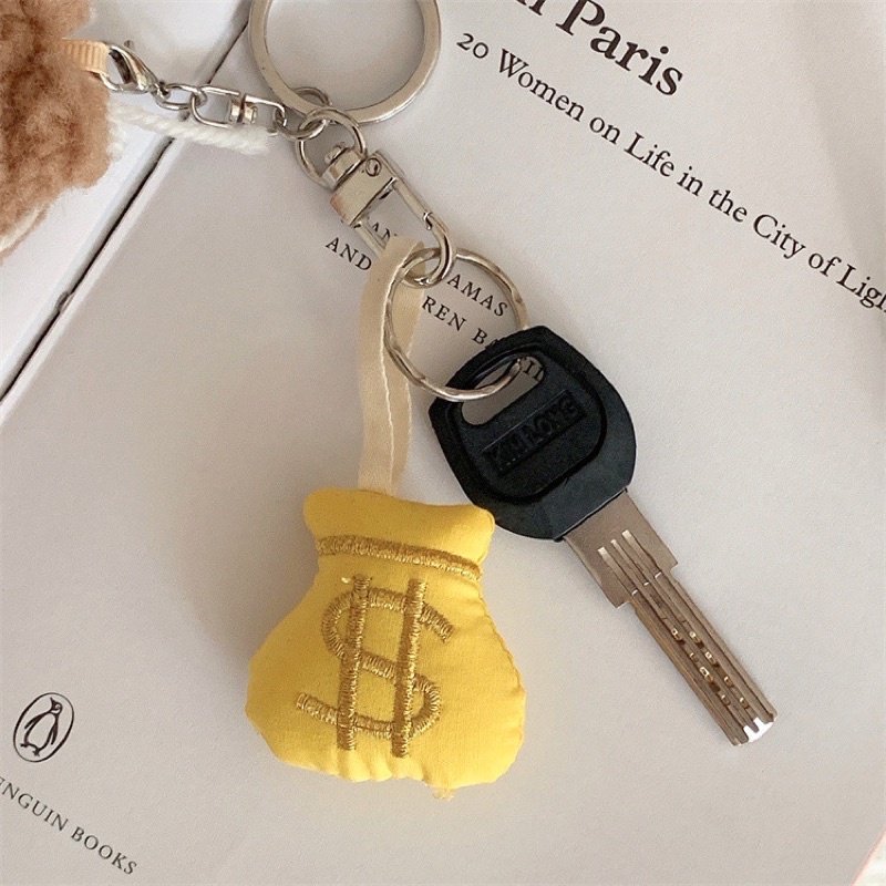 Gantungan Kunci Bentuk Kantong Uang Kartun Fluffy Empuk Lucu