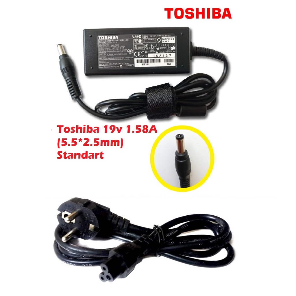 ORIGINAL ADAPTOR TOSHIBA 19V 1.58A (5.5x2.5MM) NB200 NB205 NB250 NB300 NB305 NB500 NB520 ORIGINAL