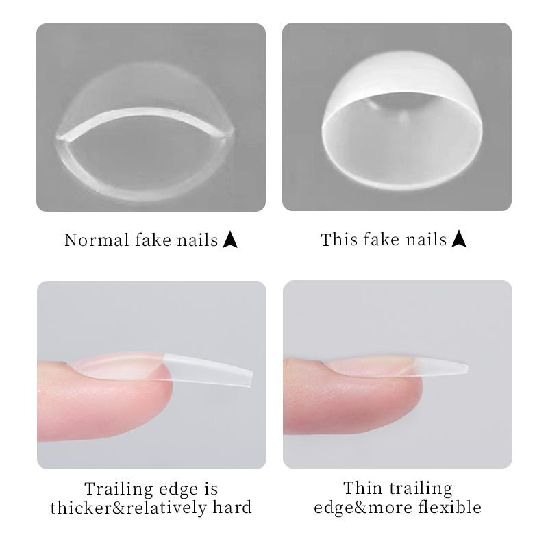 Kuku Palsu Bening Matte Full Coverage Almond Bulat Kotak Peti Mati Matte Fake Nails Tips Tools