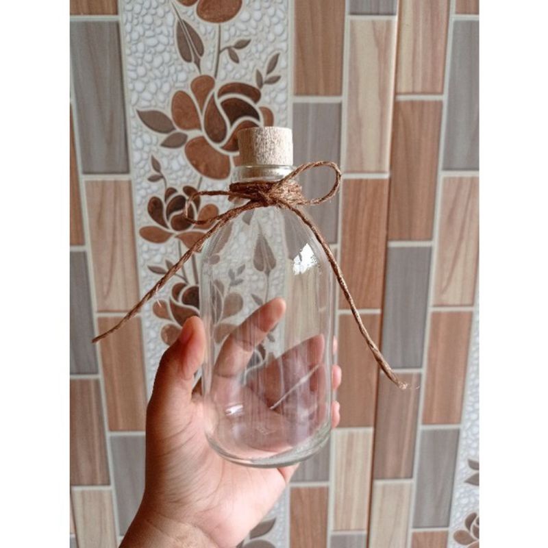 Botol kaca 250ml Tutup kayu Botol kaca vas bunga