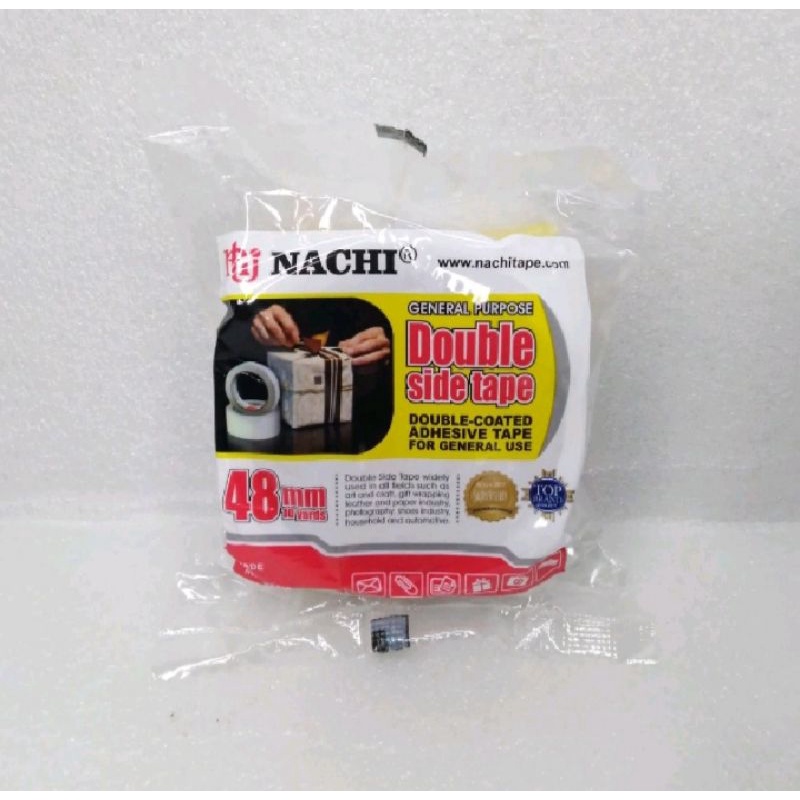 

Double Side Tape Isolasi Bolak Balik Nachi Dobel Tip 48 mm / 2 Inch x 10 Yard / 48mm / 2x10