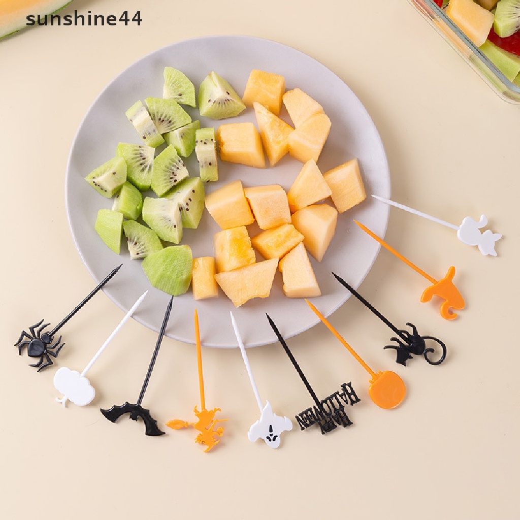 Sunshine6 /8 /10pcs Garpu Buah Kastil Mobil Kartun Dessert Bento Dekorasi Pesta.