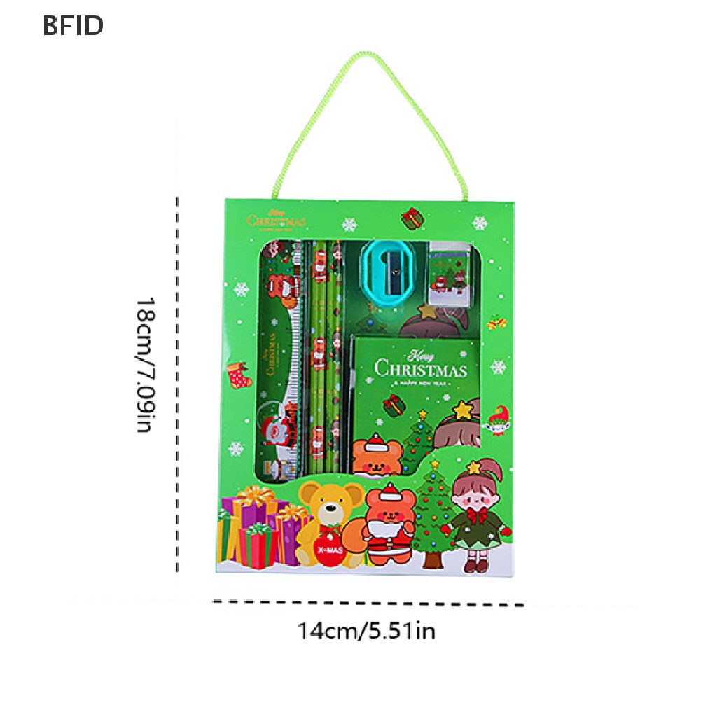 [BFID] 6pcs/set Seri Natal Anak Alat Tulis Festival Pensil Dengan Penggaris Karet Dan Pengasah Pensil Hadiah Natal Alat Tulis Belajar Perlengkapan Sekolah [ID]