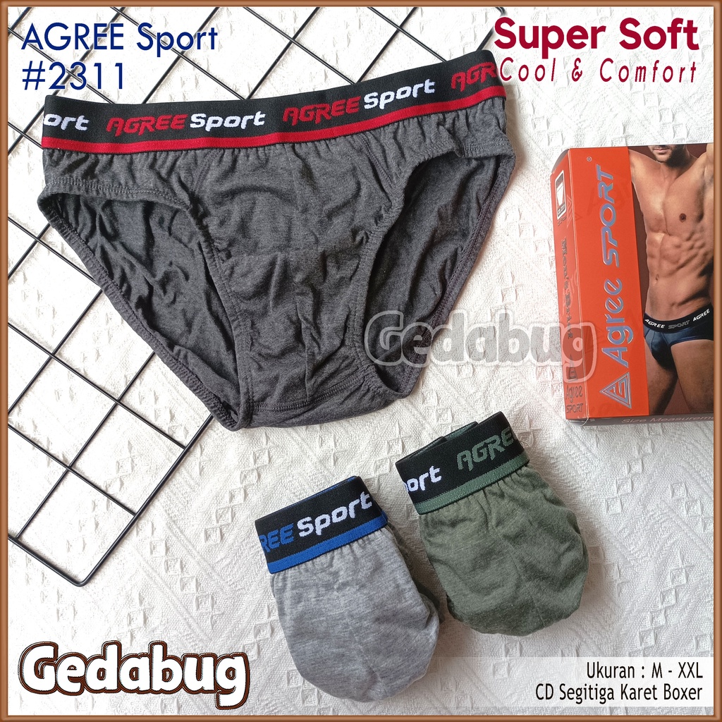 [ 3pc ] CD Pria Agree Art 2311 Coklat | Celana dalam pria karet Boxer | Gedabug