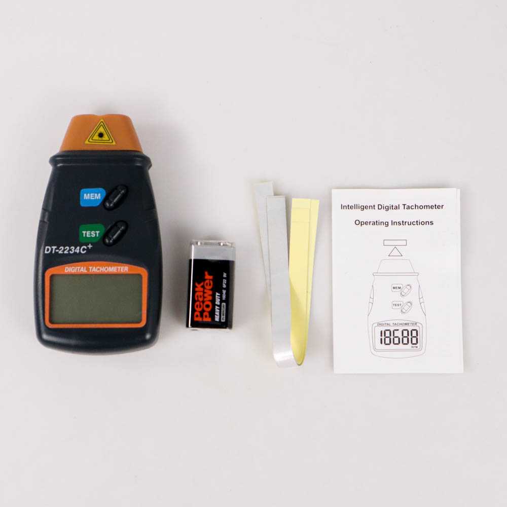 LCD Digital Laser Photo Tachometer 2.5-100000 RPM - DT-2234C+