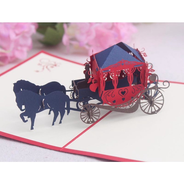

Card Kartu Ucapan 3D 4D Timbul Selamat Ulang Tahun Kereta Kuda