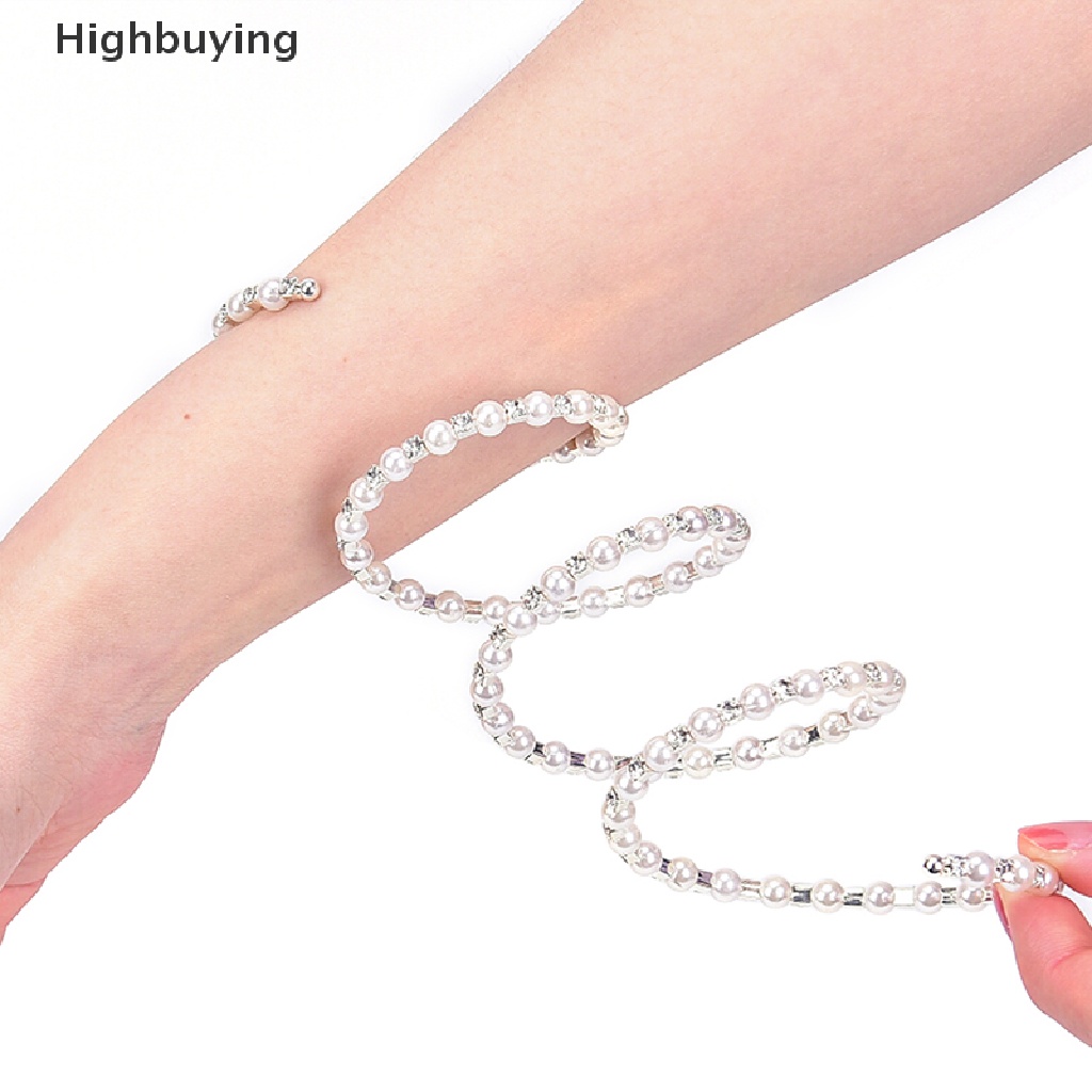 Hbid Kristal Mutiara Multilayer Lebar Elastis Manset Gelang Bangle Wristband Perhiasan Glory