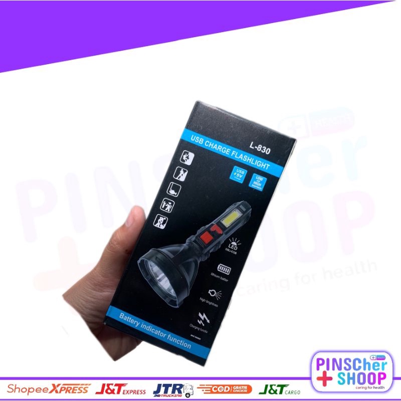 Senter Outdoor L 830 USB Flaslight Super Terang