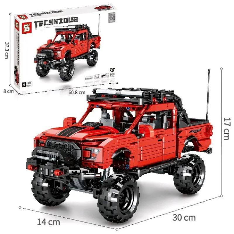 Mainan Anak Brick Sembo Technique Ford-150 Raptor Car Merah Pullback