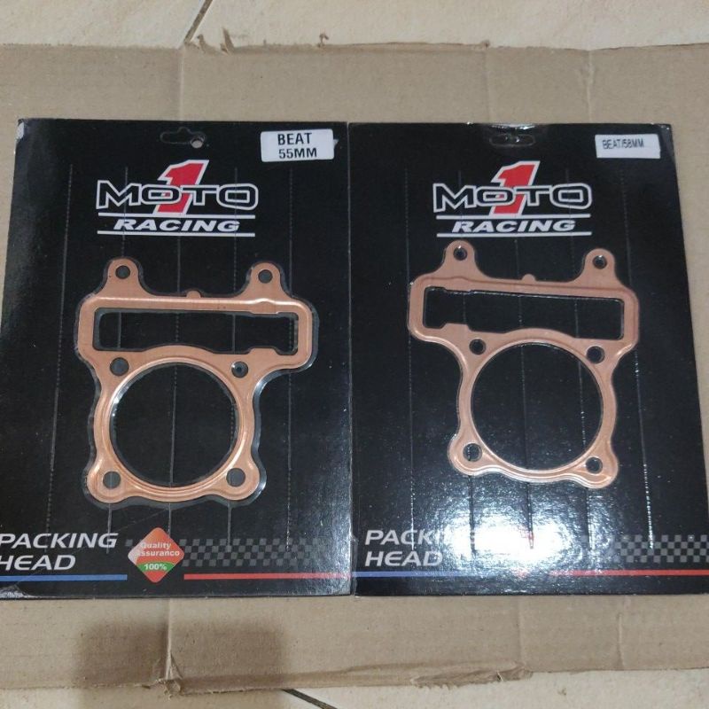 Paking head Moto1 Honda Beat Karbu 55 58 tambaga tebal 0.5mm packing blok kop gasket atas 55mm 58mm 