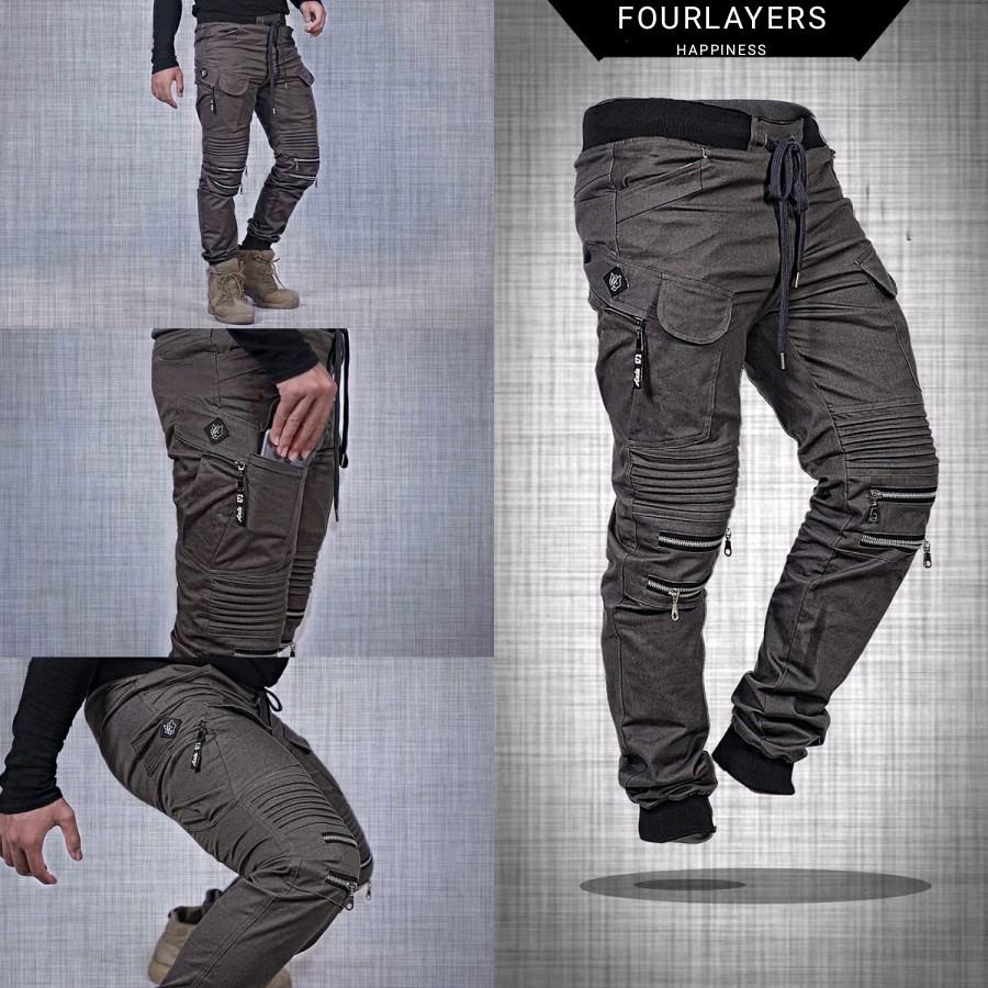 Celana Jogger celana Panjang pria celana cargo joger twill bikers