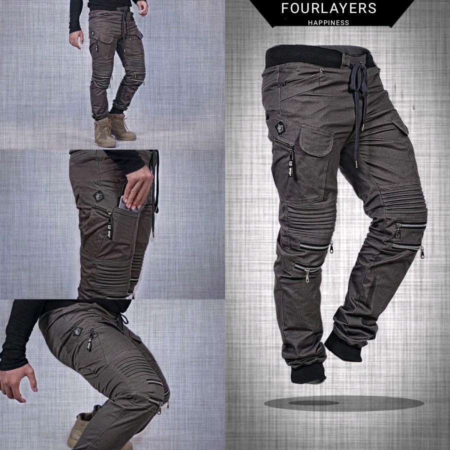 Celana Jogger celana Panjang pria celana cargo joger twill bikers