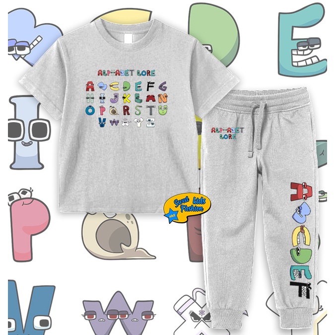 Setelan Anak Alphabet Lore Jogger Baju Kaos Anak Alphabet Lore Set 002