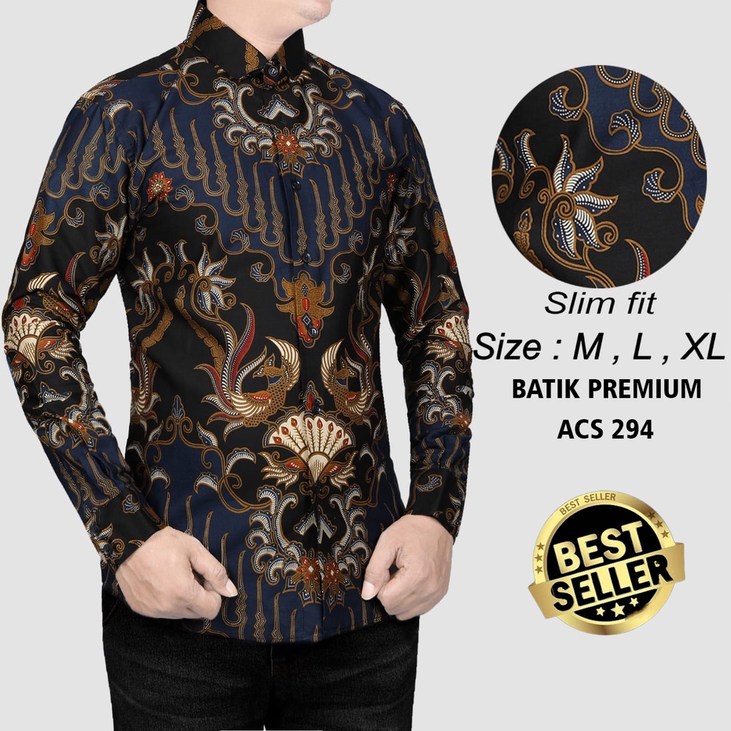 KEMEJA BATIK PRIA SLIM FIT LENGAN PANJANG BAJU BATIK PRIA ACS294