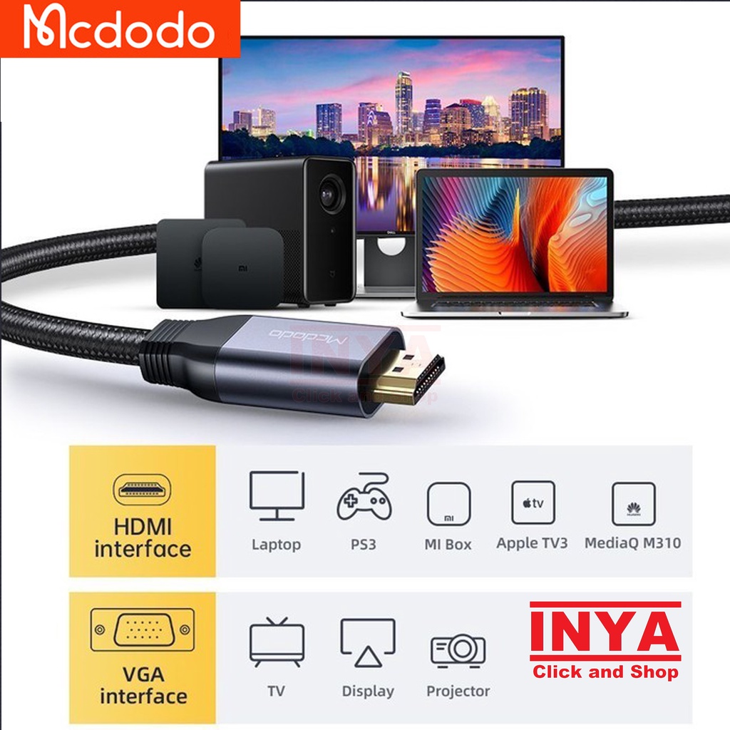 KABEL VGA TO HDMI CABLE 3m MCDODO CA-1271 - High Definition Audio Video Interface