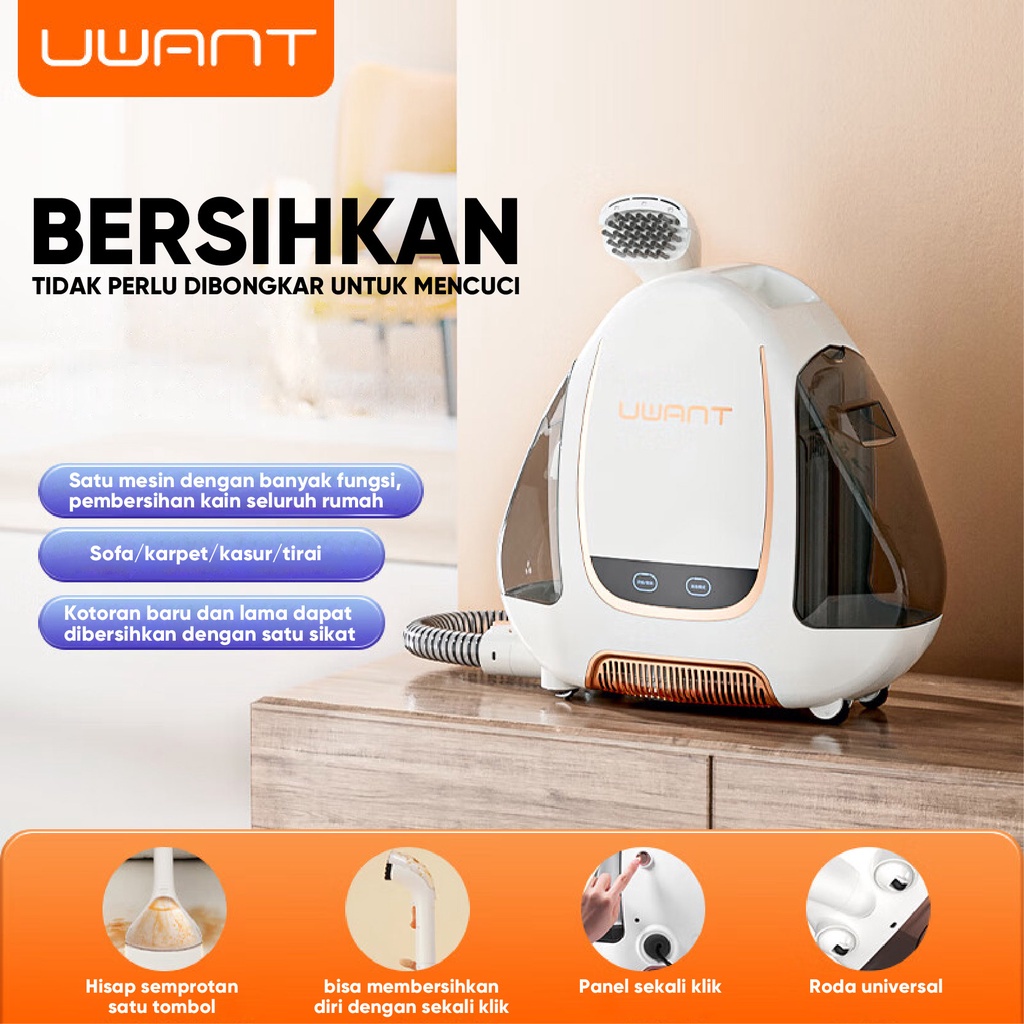 UWANT B100 Wet Vacuum Cleaner Penyedot debu Suction Vacuum Cleaner Mesin Pembersih Kain Multifungsi Karpet Fabric Sofa Dan Kasur