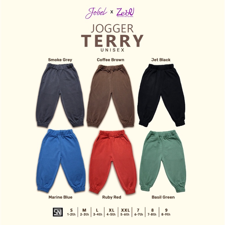 PREMIUM QUALITY Jogger 1-6 Tahun Jobel Celana Panjang Terry Jogger Anak Unisex Babyterry CBKS