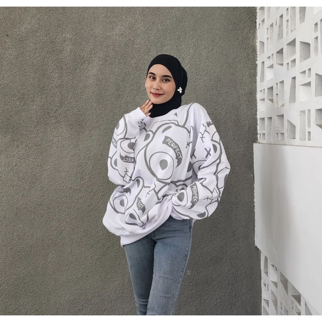 Sweater Crewneck Pria Wanita PANDA FULL PRINTEED 2XL Bigsize Atasan Outerwear Outfit Lucu Look Kasual Santai