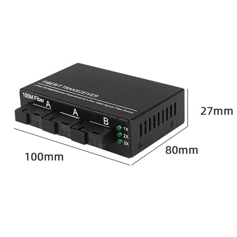 Media Converter 3F2E Fiber Optik Fiber Optical Netlink Single Mode 2 Rj45 Dan 3 Sc Port 10/100Mbps Asli Import 20KM【Support POE】