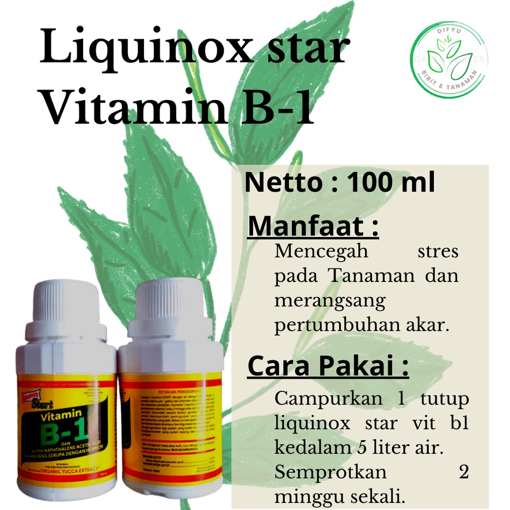 pupuk LIQUINOX STAR VITAMIN B1 100 ml perangsang pertumbuhan akar tanaman lebih cepat