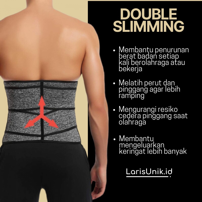 Waist Trainer Pria Korset Olahraga Pembakar Susut Lemak Dan Pengecil Perut Buncit Pelangsing Tubuh Badan Pinggang Cowok Corset Korslet Olahraga Pembentuk Otot Perut Pria Sixpack Jumbo Premium Ori Tebal Buat Angkat Beban Double Strap