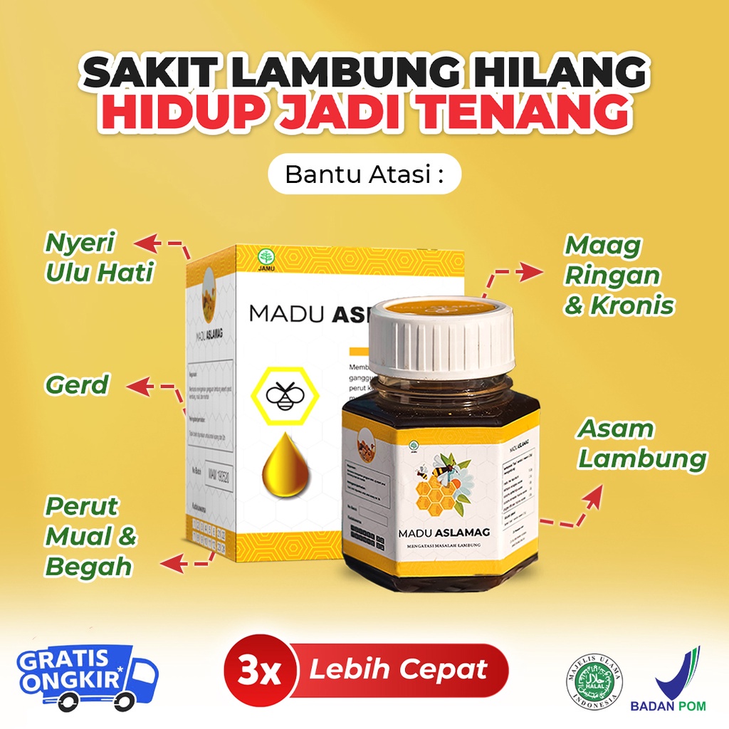 MADU ASLAMAG - Madu Maag - Obat Maag Kronis Nyeri Lambung Mual Paling Ampuh BPOM & Halal