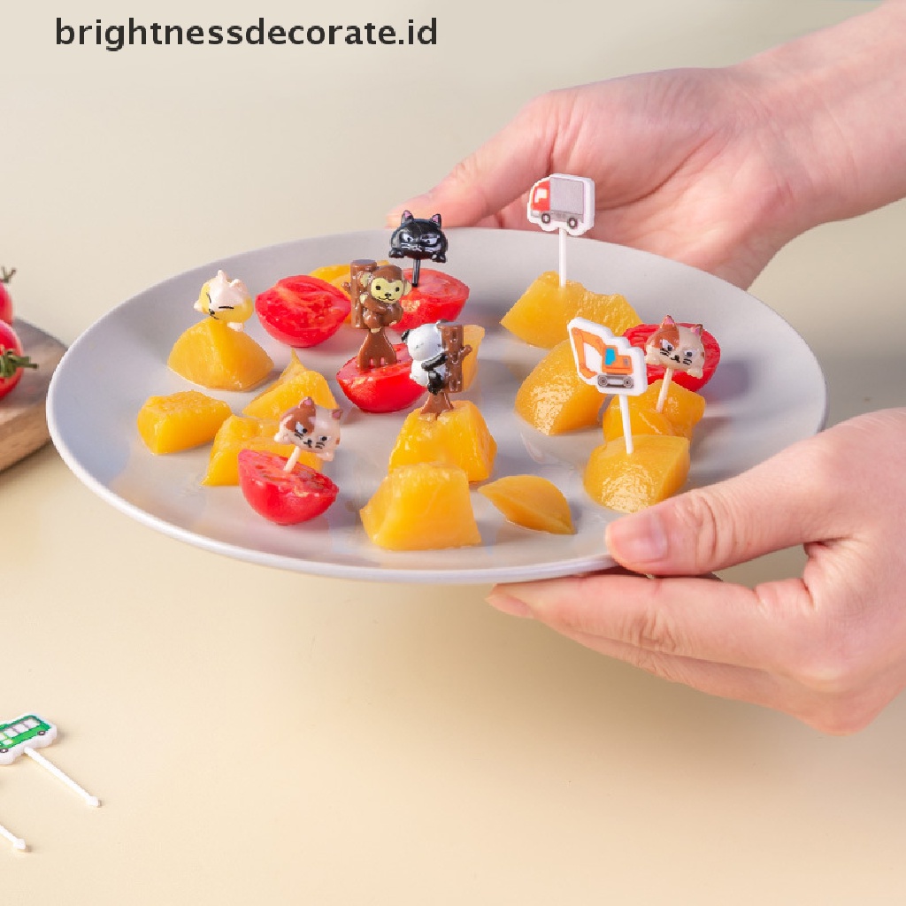 [Birth] 6 Pcs Hewan Kucing paw Buah Garpu Mini Kartun Anak Snack Kue Pick Tusuk Gigi [ID]