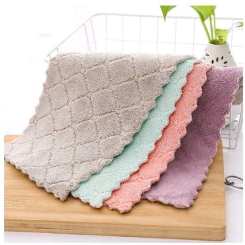 Kain Lap Dapur Meja Piring Anti Minyak Microfiber Kitchen Towel Serbaguna Serap Air Cleaning Cloth