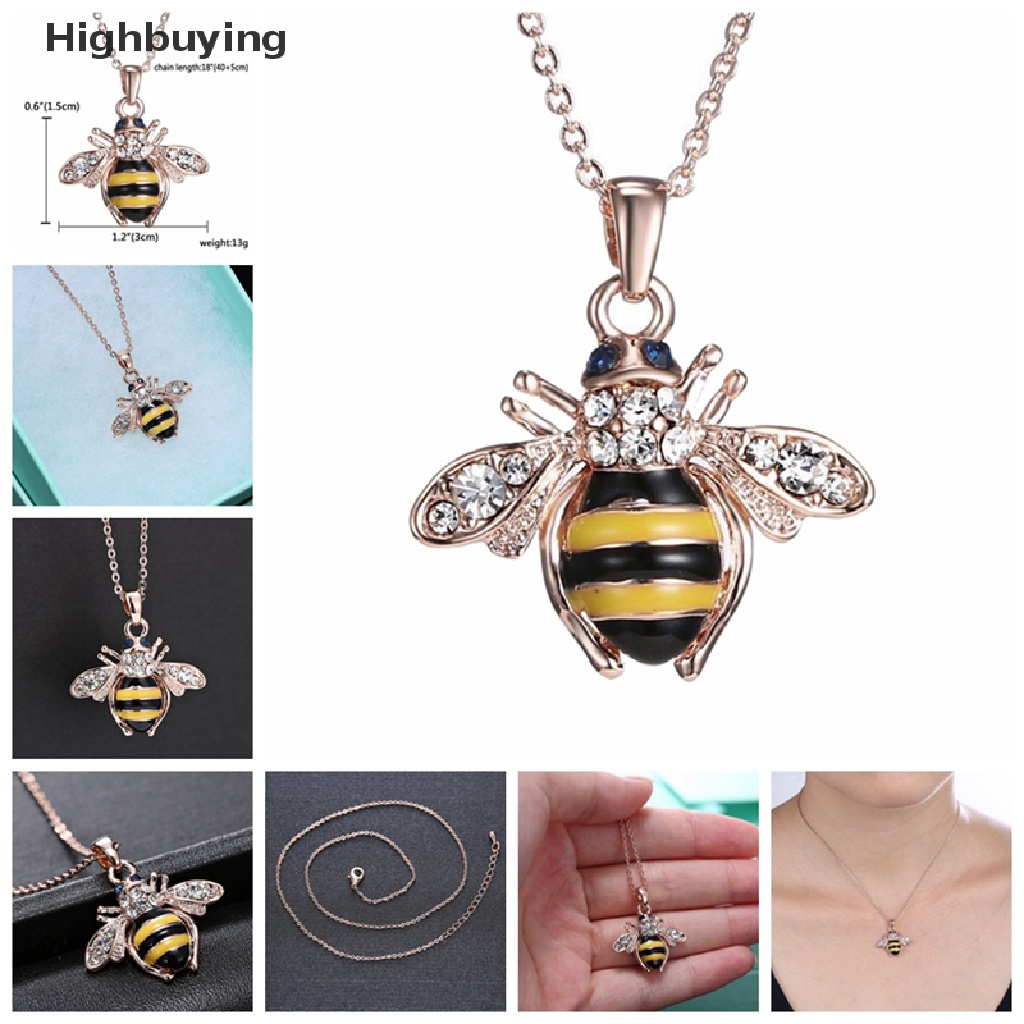 Hbid Chic Lucu Wanita Ladies Honey Bumblebee Lebah Kristal Liontin Rantai Kalung Glory