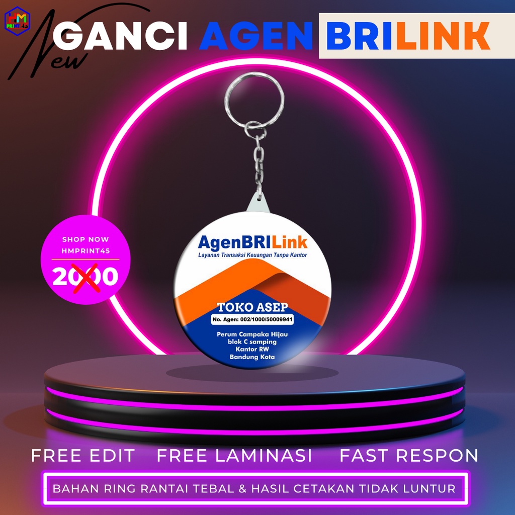 GANTUNGAN KUNCI AGEN BRILINK / GANCI BRI / GANCI AGEN BRILINK / GANCI CUSTOM / SOUVENIR AGEN BRILINK