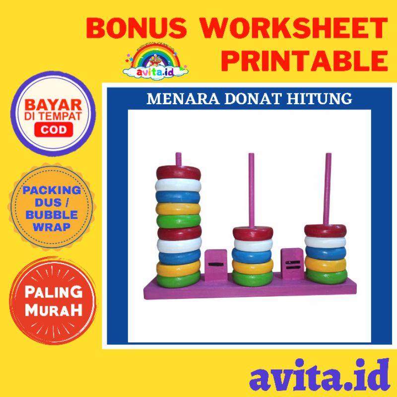 avita.id MENARA DONAT HITUNG | Mainan Edukasi Anak Donat Hitung 20 Pcs
