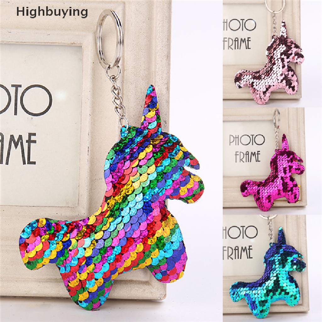 Hbid Unicorn Sequin Keychain Tas Aksesoris Handbag Liontin Horse Keyring Glory