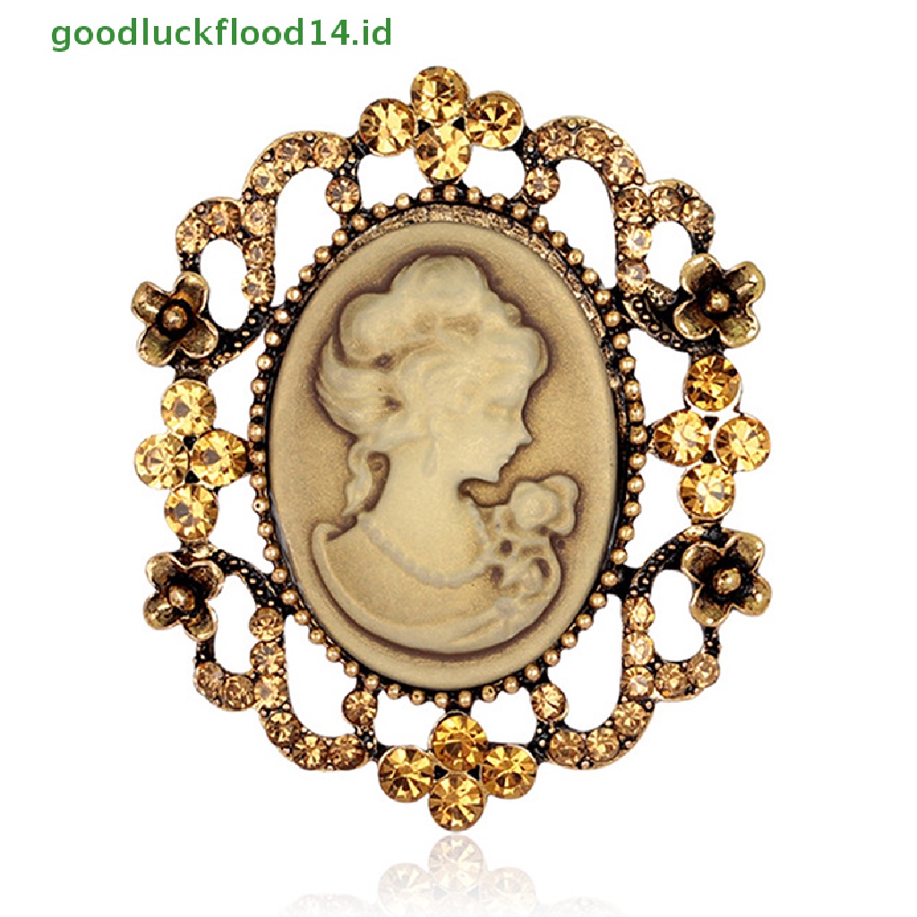 [GOOGFOUR] 1model Vintage Cameo Victorian Kristal Pesta Pernikahan Wanita Liontin Bros Pin [TOP]