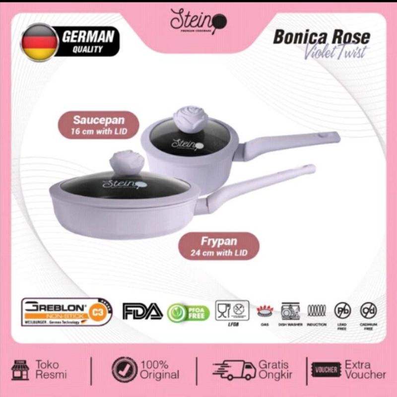 STEINCOOKWARE  Bonica Rose Set 2 in 1 panci set Granite ROSE Series