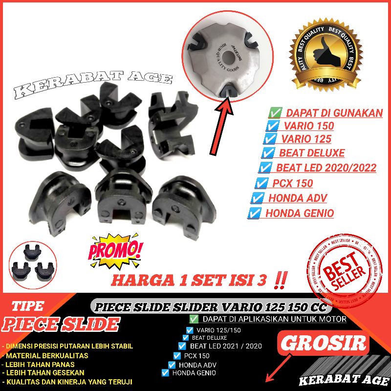 SLIDER PIECE SLIDE PIECE VARIO 125 / 150 HONDA PCX CBU 150 PCX Lokal 150 &amp; 160 Tutup rumah roller Hitam