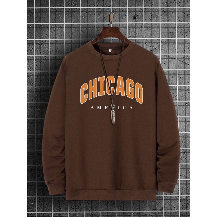 Sweatshirt Basic CHICAGO AMRIK II Sweater Crewneck Print DTF II Size M - XL Anak &amp; Dewasa ( Pria &amp; Wanita )